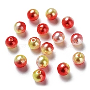 Rainbow ABS Plastic Imitation Pearl Beads, Gradient Mermaid Pearl Beads, Round, Red, 5.5~6x5~5.5mm, Hole: 1.5mm, about 5000pcs/500g(OACR-Q174-6mm-15)