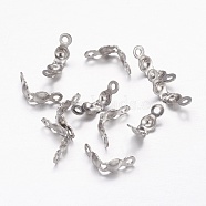 304 Stainless Steel Bead Tips, Calotte Ends, Clamshell Knot Cover, Stainless Steel Color, 5x2.5mm, Hole: 1mm(X-STAS-E129-06P)
