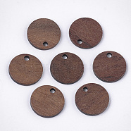 Walnut Wood Pendants, Flat Round, Camel, 15.5x2~3mm, Hole: 2mm(WOOD-S054-01B-01)