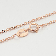 Sterling Silver Cable Chain Necklaces, with Spring Ring Clasps, Thin Chain, Rose Gold, 406x1mm(X-STER-M086-22A)