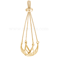 1Pc 925 Sterling Silver Pearl Cage Pendant Mounting, Adjustable Charms Blank for Pearl Jewelry Making, Flower, Matte Gold Color, 42mm, Pendant: 16x11mm(STER-BBC0005-72MG)