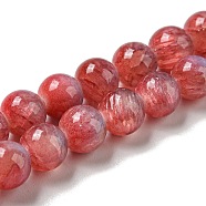 Dyed Natural White Jade Beads Strands, Round, Red, 6~6.5mm, Hole: 1mm, about 66pcs/strand, 15.75 inch(40cm)(G-F764-01D)