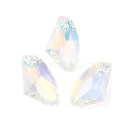 Electroplated Glass Pendants, Back Plated, Faceted, Polygon, Alice Blue, 19x11x5mm, Hole: 1.2mm(EGLA-M029-04-06)