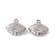 304 Stainless Steel Charms, Shell Charms, Stainless Steel Color, 12x13x5mm, Hole: 1mm(STAS-G291-20P)