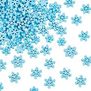 Olycraft 100Pcc 3 Styles Christmas Theme Opaque Resin Cabochons, Snowflake, Dodger Blue, 17~24x18~26.5x4.5mm(RESI-OC0001-44)