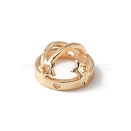 Brass Bead Frame, Round Ring with Star, Golden, 10x6mm, Hole: 1mm(KK-WH0046-57G)