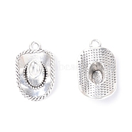 Zinc Alloy Pendants, Cadmium Free & Lead Free, Hat, Antique Silver, 22x13.5x6mm, Hole: 2mm(PALLOY-TAC0023-04AS-RS)