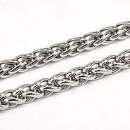 304 Stainless Steel Wheat Chains, Foxtail Chain, Unwelded, Stainless Steel Color, 11x8x2mm(CHS-L001-30-8mm)
