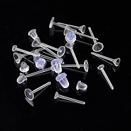 Plastic Stud Earring Findings, with Ear Nuts, Clear, 12.5x8.5x1.8cm(KY-PH0007-25)