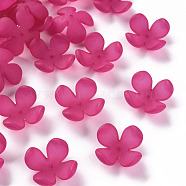 Frosted Acrylic Bead Caps, 4-Petal, Flower, Camellia, 27x27x11mm, Hole: 1.8mm, about 276pcs/500g(MACR-S371-06A-706)