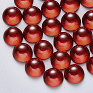 Transparent Spray Painted Glass Cabochons, Half Round/Dome, Red, 10x5mm(GLAA-S190-013B-B02)