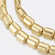 Non-magnetic Synthetic Hematite Beads Strands, Frosted, Rectangle, Matte, Golden Plated, 8.5~9x6x3.5mm, Hole: 1mm, about 46pcs/strand, 15.55 inch(39.5cm)(G-P338-18B-6x9mm-MG)