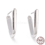 Rhodium Plated 925 Sterling Silver Ice Pick Pinch Bails, Platinum, 14x2mm, Hole: 0.9mm, Pin: 0.8mm(STER-D035-23P-03)
