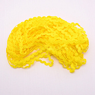 Wave Bending Fringe Trim, Sewing Ribbon, for Cloth Dress DIY Making Decorate, Yellow, 1/4 inch~3/8 inch(5~8.5mm), about 22~25m/strand(OCOR-WH0057-13C)