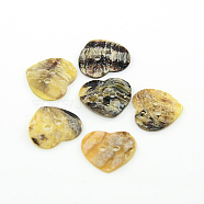 Mother of Pearl Buttons, Akoya Shell Button, Heart, Mixed Color, 15x15x1.5mm, Hole: 1.5mm(SHEL-J001-M12)