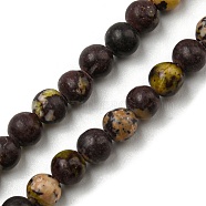 Natural Cherry Blossom Jasper Beads Strands, Round, 4~5mm, Hole: 1.2mm, about 92pcs/strand, 15.55~15.63 inch(39.5~39.7cm)(G-C079-A02-01)