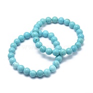 Natural Howlite Bead Stretch Bracelets, Dyed & Heated, Round, 2 inch~2-1/8 inch(5.2~5.5cm), Bead: 10mm(BJEW-K212-C-011)