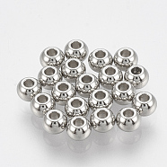 201 Stainless Steel Spacer Beads, Rondelle, Stainless Steel Color, 3x2mm, Hole: 1mm(X-STAS-T033-61A)