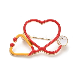 Medical Series Enamel Pins, Alloy Brooches for Backpack Clothes, Stethoscope Shape, 27x40.5mm(JEWB-E038-01G-05)