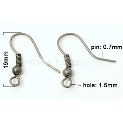 Brass Earring Hooks with Bead Charms, Nickel Free, Platinum, 19mm, Hole: 1.5mm, Pin: 0.7mm(X-KK-Q362-P-NF)