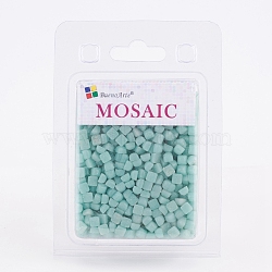 Glass Mosaic Tiles Cabochons, for Crafts Art, Imitation Jade, Square, Turquoise, 4.8x4.8x3.5mm, about 200g/box(GLAA-G072-04M)