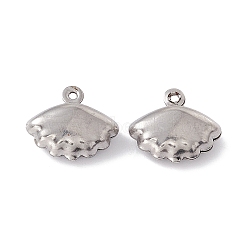 Non-Tarnish 304 Stainless Steel Charms, Shell Charms, Stainless Steel Color, 12x13x5mm, Hole: 1mm(STAS-G291-20P)