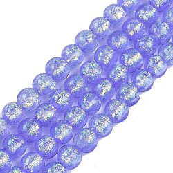 Handmade Foil Lampwork Beads Strands, Round, Medium Slate Blue, 8.5x7mm, Hole: 1.4mm, about 40pcs/strand, 11.81''(30cm)(FOIL-K003-06A-02)