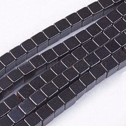 Non-Magnetic Synthetic Hematite Beads Strands, Black, 4x4mm, Hole: 1mm, about 93pcs/strand(G-Q527-4x4mm-1)
