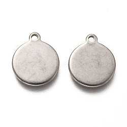 Non-Tarnish 201 Stainless Steel Pendants, Stamping Blank Tag, Flat Round, Stainless Steel Color, 16.5x14x1.5mm, Hole: 1.6mm(STAS-H125-23P-C)