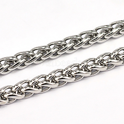 304 Stainless Steel Wheat Chains, Foxtail Chain, Unwelded, Stainless Steel Color, 11x8x2mm(CHS-L001-30-8mm)