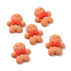 Christmas Theme Opaque Resin Cabochons, for DIY Jewelry Making, Gingerbread Man Pattern, 25.5x22.5x7.5mm(CRES-M013-03)