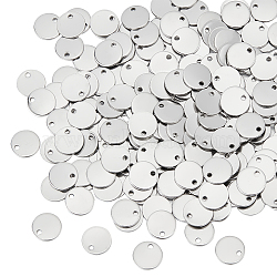 304 Stainless Steel Charms, Flat Round, Stamping Blank Tag Charms, Stainless Steel Color, 8x0.8mm, Hole: 1mm, 200pcs/box(STAS-UN0052-29)