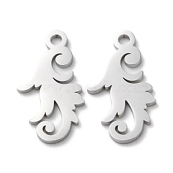 304 Stainless Steel Pendants, Manual Polishing, Leaf Charm, Stainless Steel Color, 17.5x10x1mm, Hole: 1.6mm(STAS-Q303-16P)