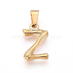 304 Stainless Steel Pendants, Bamboo Style, Letter, Ion Plating(IP), Real 18K Gold Plated, Golden, 18x11.5x3mm, Hole: 3mm(X-STAS-F235-01G-Z)