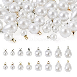 48Pcs 8 Style Acrylic Imitation Pearl Charms, with Alloy Findings, Round & Teardrop, Platinum & Golden, 9~13x6~10mm, Hole: 1.4~1.6mm, 6pcs/style(OACR-TA0001-09)