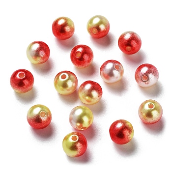 Rainbow ABS Plastic Imitation Pearl Beads, Gradient Mermaid Pearl Beads, Round, Red, 5.5~6x5~5.5mm, Hole: 1.5mm, about 5000pcs/500g