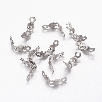 304 Stainless Steel Bead Tips, Calotte Ends, Clamshell Knot Cover, Stainless Steel Color, 5x2.5mm, Hole: 1mm