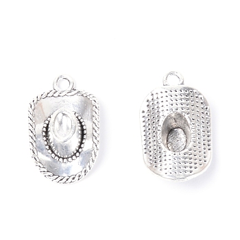 Zinc Alloy Pendants, Cadmium Free & Lead Free, Hat, Antique Silver, 22x13.5x6mm, Hole: 2mm