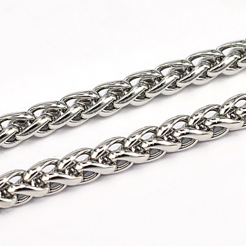 304 Stainless Steel Wheat Chains, Foxtail Chain, Unwelded, Stainless Steel Color, 11x8x2mm