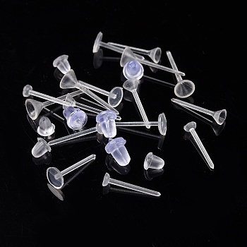 Plastic Stud Earring Findings, with Ear Nuts, Clear, 12.5x8.5x1.8cm