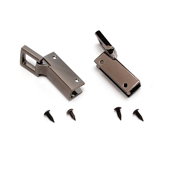 Alloy Bag Buckles, Push Locks Clasps, with Screw, for DIY Handbag Purse Suitcase Closures Hardware, Gunmetal, 3.35x1.25x1.05cm, Hole: 2.5mm, Inner Diameter: 0.73cm and 1.05x1.1cm, Screw: 0.8x0.53cm, Pin: 2.8mm