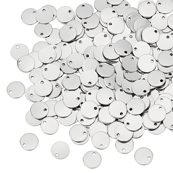 304 Stainless Steel Charms, Flat Round, Stamping Blank Tag Charms, Stainless Steel Color, 8x0.8mm, Hole: 1mm, 200pcs/box