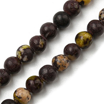 Natural Cherry Blossom Jasper Beads Strands, Round, 4~5mm, Hole: 1.2mm, about 92pcs/strand, 15.55~15.63 inch(39.5~39.7cm)