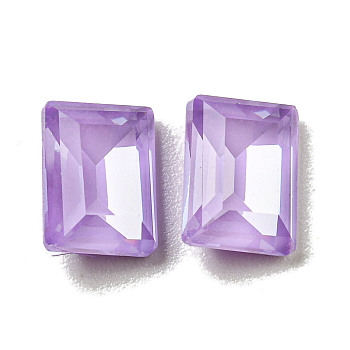 Glass Rhinestone Cabochons, Point Back & Back Plated, Faceted, Rectangle, Purple Velvet, 8x6x4mm