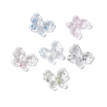 Transparent Acrylic Beads, with Dried Flower Petal, Butterfly, Random Color, 17.5x21x6mm, Hole: 1.8mm, 415pcs/500g