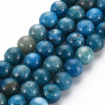 Chapelets de perles en apatite naturelle, ronde, Grade a, 8mm, Trou: 0.8mm, Environ 43 pcs/chapelet, 15.35 pouce (39 cm)