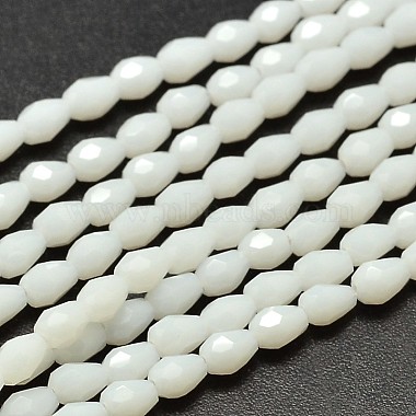 5mm White Drop Glass Beads
