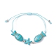 Fish & Starfish Synthetic Turquoise Braided Bead Bracelets(BJEW-JB09820)-1