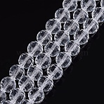 Transparent Glass Bead Strands, Faceted(96 Facets), Round, Clear, 10mm, Hole: 1mm, about 68~70pcs/strand, 60~61cm(X-GLAA-R095-10mm-15)
