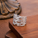 304 Stainless Steel Cuff Open Rings, Rampart, Stainless Steel Color, Inner Diameter: 15~20mm(WG78D4A-02)